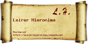 Leirer Hieronima névjegykártya